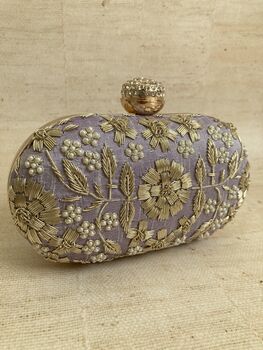 Purple Pearl Oval Clutch Bag, 3 of 9