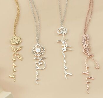 Birth Month Flower Name Necklace, 4 of 5