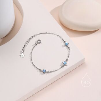 Starburst Charm Bracelet In Sterling Silver With Opal Or Moonstone, 7 of 12