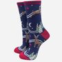 Women's Bamboo Glitter Christmas Reindeer Socks, thumbnail 1 of 3