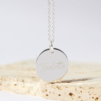 Personalised Name Silver Plated Disc Necklace, 10 of 12
