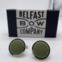 Irish Linen Cufflinks In Olive Green, thumbnail 1 of 3