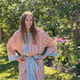 Cotton Block Print Kimono Orange And Turquoise Fish, thumbnail 5 of 5