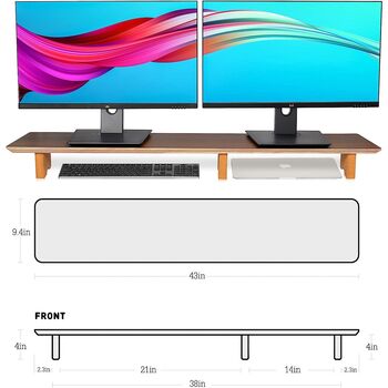 Dual Monitor Stand Solid Wood Computer Laptop Riser, 10 of 10