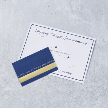 Personalised Free Pass Credit Card Anniversary Card, 3 of 3