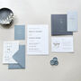 Dusty Blue Wedding Invite With Optional Vellum Wrap, thumbnail 1 of 8