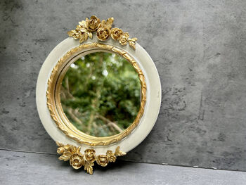 16cm Cream And Gold Decorative Wall Mirror – Floral Motif, 12 of 12