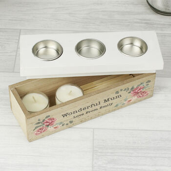 Floral Watercolour Personalised Tealight Box, 4 of 5