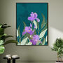 Custom Personalised Iris Flowers February Print Gift, thumbnail 1 of 6