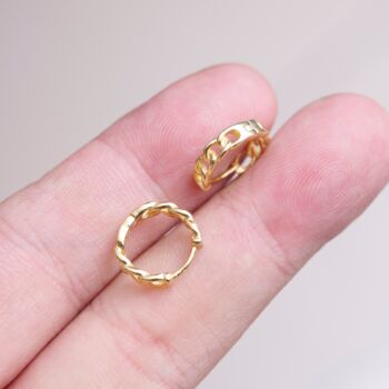 Gold Chain Huggie Hoop Earrings, 4 of 7