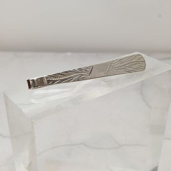Tapered Engraved Solid Silver Tie Slide, 3 of 7