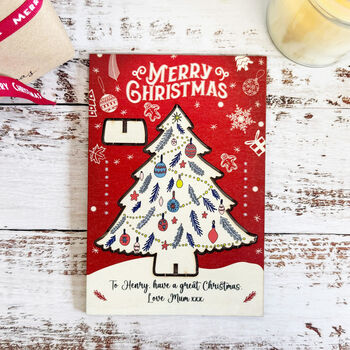 Personalised Red Birch Christmas Tree Keepsake Card And Decoration, 2 of 5