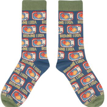 Green Classic Vintage Tv Long Cotton Socks, 2 of 5