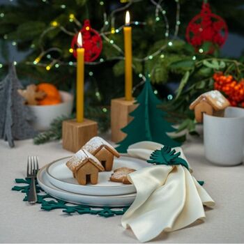 Christmas Tree Eco Felt Napkin Rings Set Of Six, 2 of 3