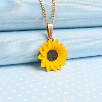 Hand Painted Sunflower Pendant Necklace, 2 of 4