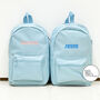 Blue Personalised Name And Design Unisex Mini Backpack, thumbnail 2 of 8