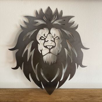 Striking Lion Head Metal Art Wall Plaque, 7 of 12