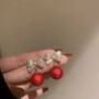 Red Bauble Crystal Bow Earring, thumbnail 2 of 3