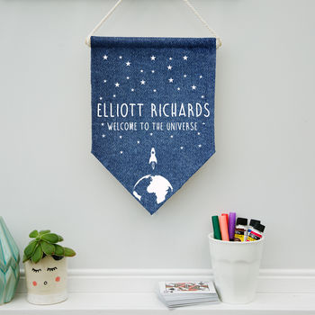 Personalised Child's Denim Space Pennant, 3 of 4