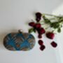 Valeria Teal Embroidered Embellished Oval Clutch Bag, thumbnail 3 of 8