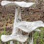 White Set Of Three Wooden Mushrooms On A Base, thumbnail 1 of 1