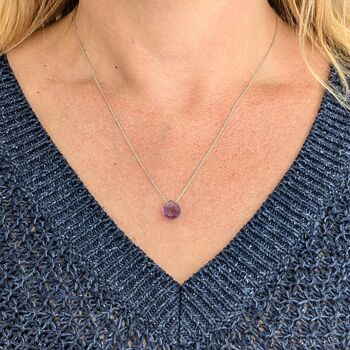 Amethyst Teardrop February Birthstone Necklace, Silver, 3 of 5