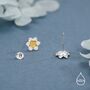 Sterling Silver Water Lily Stud Earrings With Gold Tone Centre, thumbnail 2 of 11