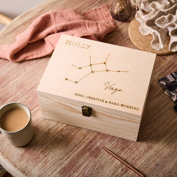 Personalised Engraved Star Sign Keepsake Box, 2 of 4