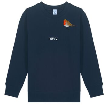 Childrens Unisex Organic Cotton Embroidered Robin Christmas Jumper, 3 of 12