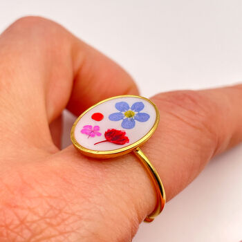 Ring With Real Flowers In Marie Antoinette Style, 4 of 10