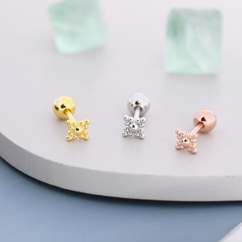Extra Tiny Dotted Cluster Screw Back Earrings, 8 of 12