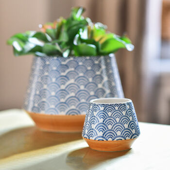 Blue Wave Japandi Ceramic Planter, 2 of 3