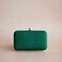 Sabrina, Bottle Green Silk Embroidered Clutch, thumbnail 6 of 7