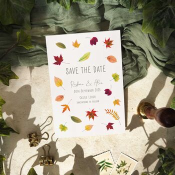 Autumn Leaves Save The Date Cards And Envelopes, 3 of 7
