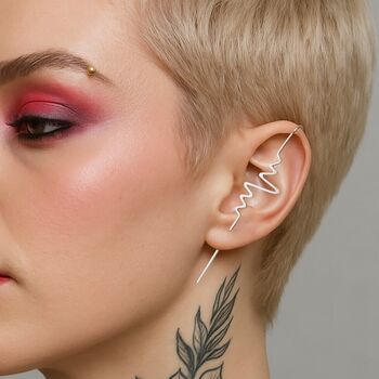 Heartbeat Sterling Silver Ear Cuff, 2 of 7