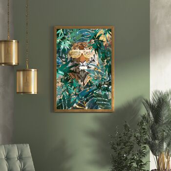 Set Of Three Jungle Animal Prints With Gold Glasses, 3 of 8