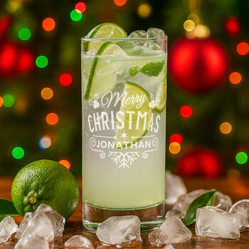 Christmas Holly And Snowflake Highball Glass And Gift Boxed Set, 2 of 9