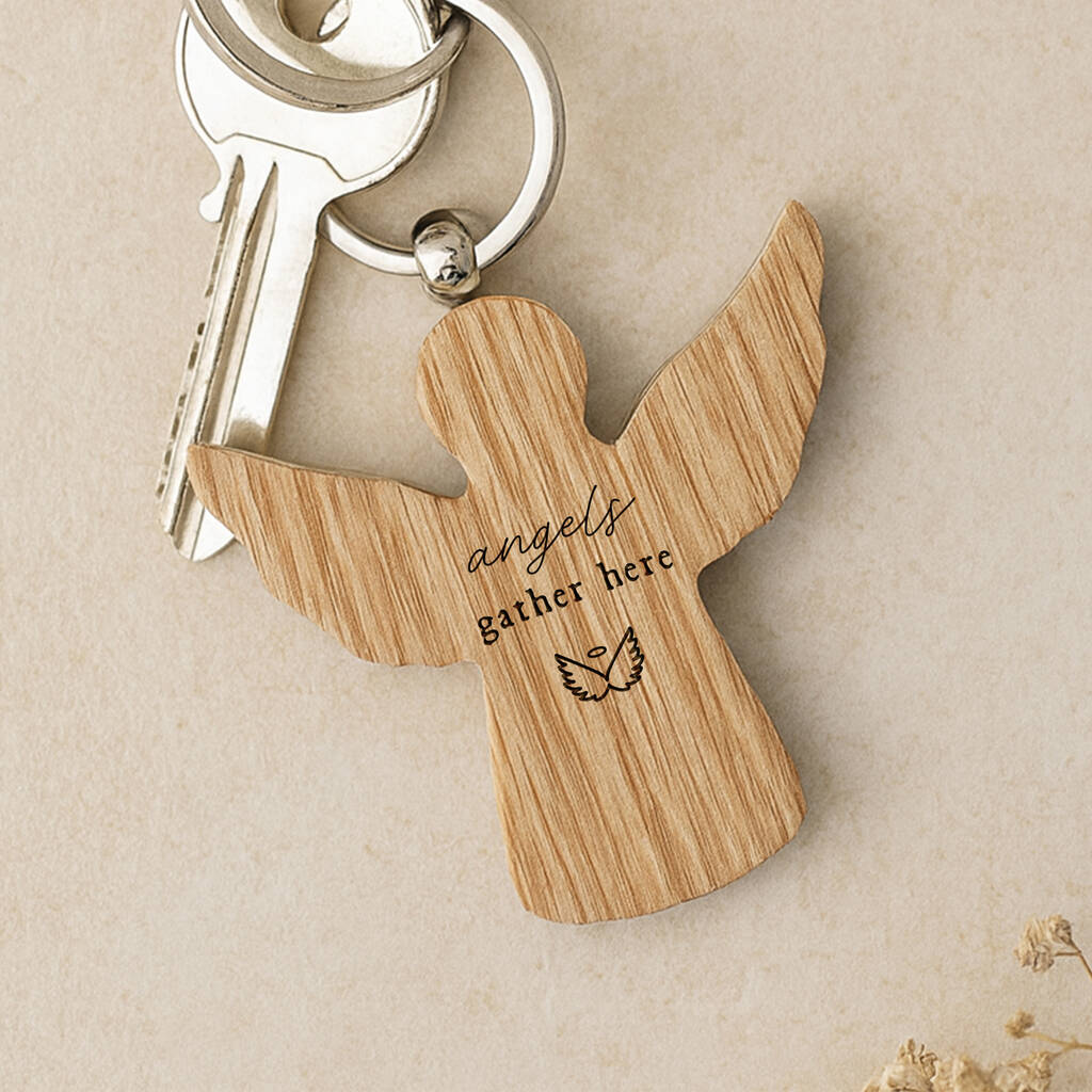 Angel Oak Keyring | 'Angels Gather Here' | Wings, 1 of 2