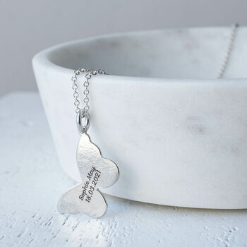 Silver Handprint And Footprint Butterfly Necklace, 4 of 7