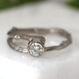 Diamond Solitaire 18ct White Gold Twig Engagement Ring, thumbnail 2 of 8