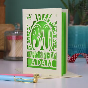 Personalised Any Age Papercut Birthday Card, 2 of 7