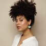 Mabel Light Blue – Art Deco Silky Tassels And Deco Brass Statement Dangle Earrings, thumbnail 2 of 5
