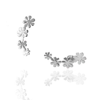 Sterling Silver Curved Flower Ear Climbers, 2 of 3