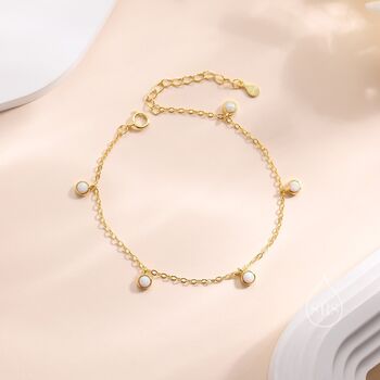 Delicate White Opal Charm Bracelet, 2 of 10