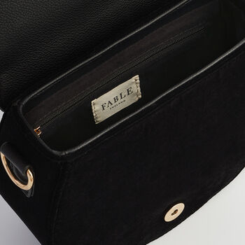 Fox And Owl Embroidered Black Top Handle Saddle Bag, 8 of 8