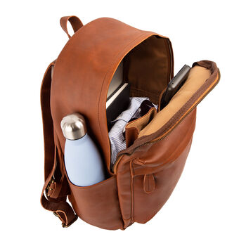 Personalised Brown Leather Backpack With Side Pockets, 9 of 12