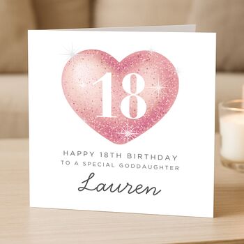 Pink Heart 18th Birthday Card For Goddaughter, Her Daughter, 2 of 8