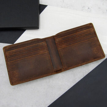 Personalised Brown Men's Leather Rfid Bifold Wallet, 4 of 6