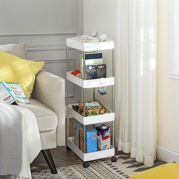 Narrow Slim Plastic Storage Cart Trolley Storage Unit, 4 of 9