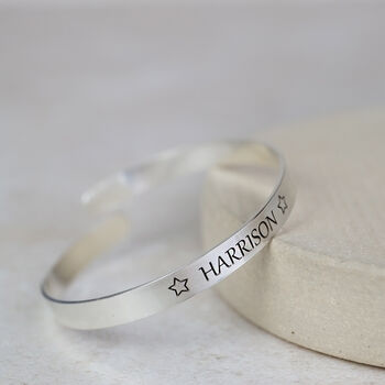 Sterling Silver Engraved Christening Bangle, 3 of 6